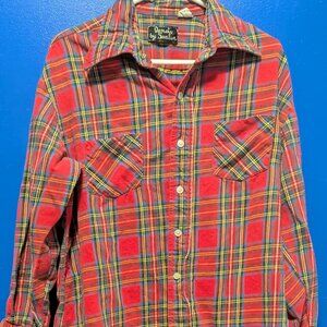 Vintage Men's Veneto by Seaton Rustic Red Flannel Heavy XL, long Sleeve Shirt